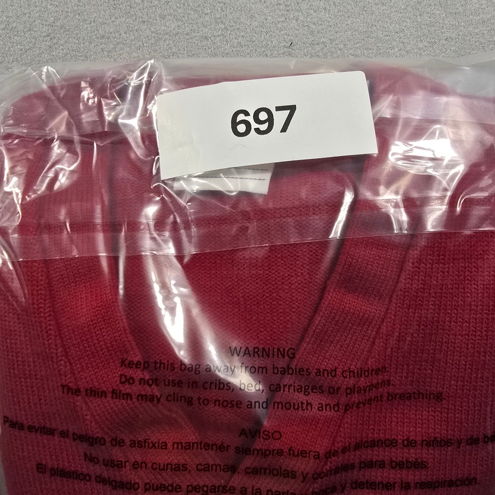 Dennis Unisex Medium Red Cardigan Sweater V-Neck Button Front School Uniform - Picture 8 of 8
